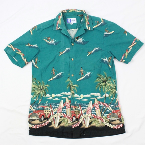 80's RJC Hawaiian Camp Button Up Shirt Adult Large - Picture 1 of 7
